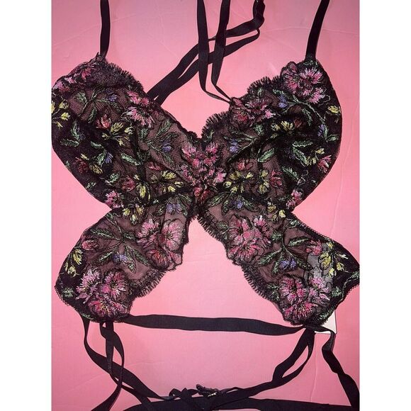 Victoria's Secret 34D,36D,36DD,36DDD BRA SET+L TEDDY BLACK Floral embroidered - Picture 7 of 11